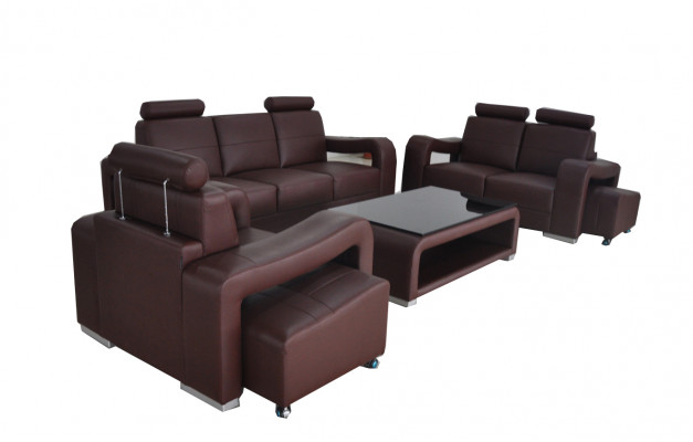 Living Skóra Sofa Krajobrazowa + USB Ustawić Narożnik Sofy Siedziba Obcios Nowa Podkładka
