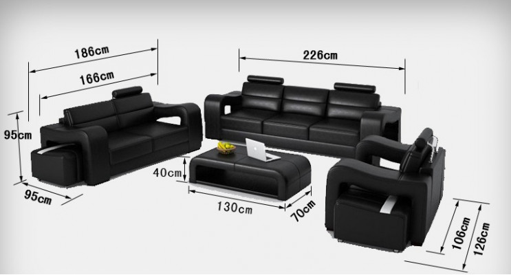 Living Skóra Sofa Krajobrazowa + USB Ustawić Narożnik Sofy Siedziba Obcios Nowa Podkładka