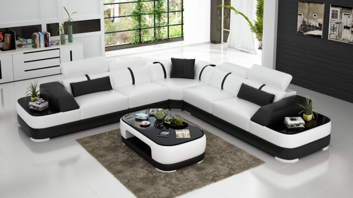 Skórzana sofa Podkładka Siedziba Narożnik Sofa Ustawić Żywy krajobraz Salon Kanapa na USB