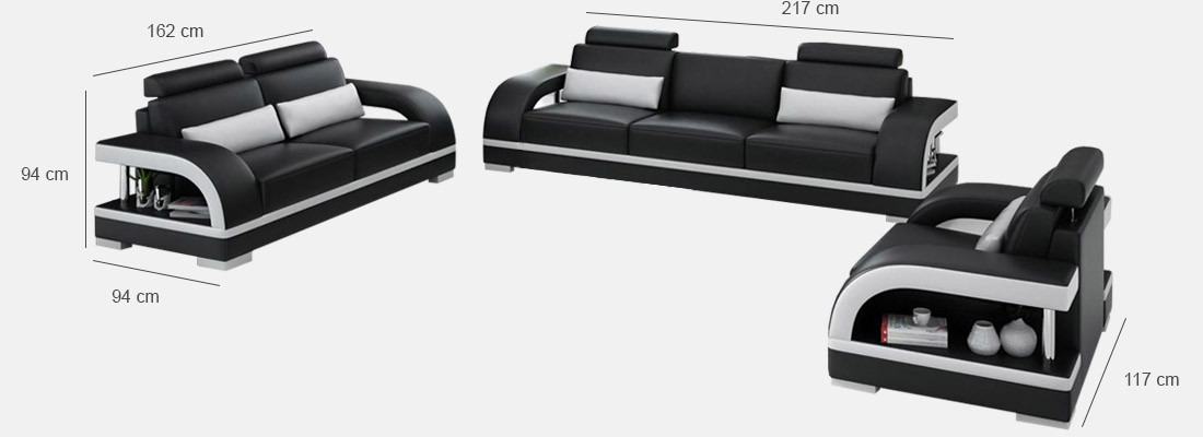 Designerski Zestaw sofowy skórzana sofa z zestawem USB 3+2+1 Ustawić Sofę Kanapa Obcios