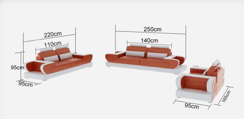 Skórzana sofa kanapa Żywy krajobraz 3+2+1 miejsce do siedzenia Ustawić Design Nowoczesna Sofa na USB