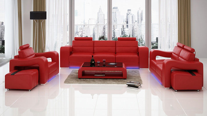 Sofa skórzana kanapa Żywy krajobraz 3+2+1 miejsce do siedzenia Ustawić Design Nowoczesna Sofa USB Nowość