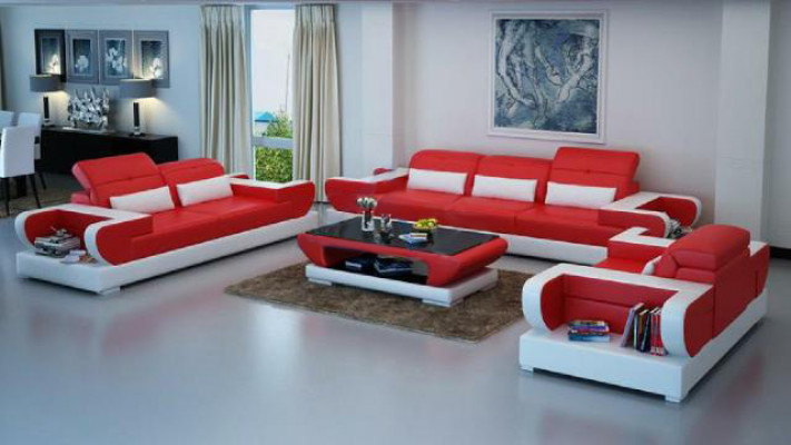 Zestaw sofowy Couch Podkładka Skóra Siedziba Ustawić 3+2+1 Zestaw Nowoczesna Sofa na USB