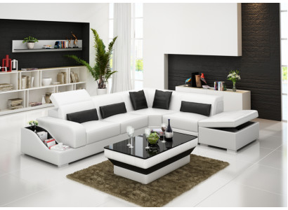 Skórzana sofa z USB Żywy krajobraz Narożnikowa kanapa Narożnik Ustaw Design Modern Sofa G8008D