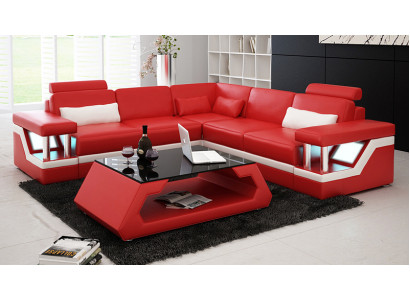 Skórzana sofa z USB Żywy krajobraz Narożnikowa kanapa Narożnik Ustaw Couch Design Sofa L6002B