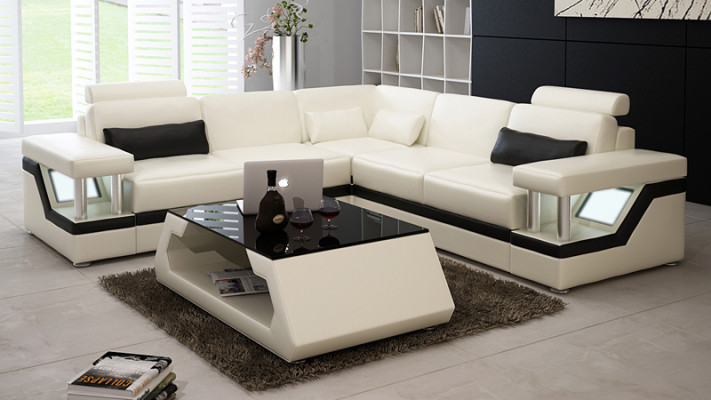 Skórzana sofa z USB Żywy krajobraz Narożnikowa kanapa Narożnik Ustaw Couch Design Sofa L6002B
