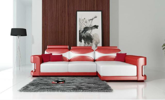Narożnik kanapa Narożnik Sofa z USB Ustawić Podkładkę Skóra Żywy krajobraz Szezlong Wies