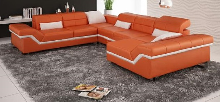 SOFA SKÓRZANA XXL Żywy krajobraz Narożnikowa kanapa DESIGN SOFA COUCH Ustawić NAROŻNIK NOWOŚĆ