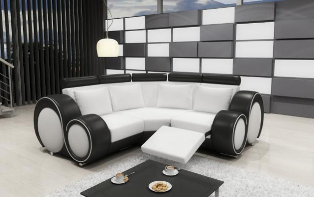 SOFA SKÓRZANA Żywy krajobraz COUCH DESIGN Narożnikowa kanapa BERLIN SOFA Ustawić z USB