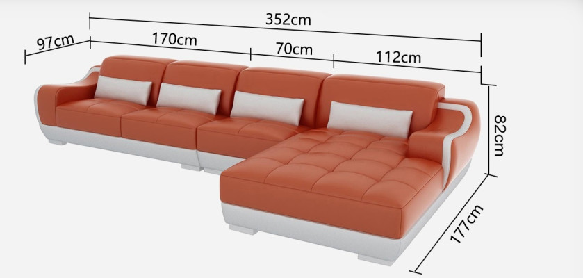 Skórzana sofa sofa kanapa Żywy krajobraz Narożnik Narożnikowa kanapa Modern Design Ustawić