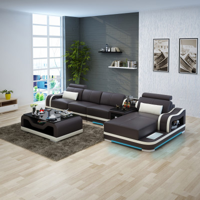 Sofa Skórzana Sofa Kanapa Nowoczesny Żywy krajobraz Narożnikowa kanapa Narożnik Ustawić Design