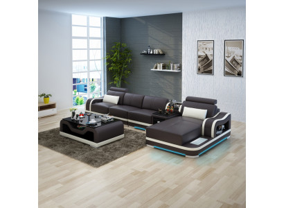 Sofa Skórzana Sofa Kanapa Nowoczesny Żywy krajobraz Narożnikowa kanapa Narożnik Ustawić Design