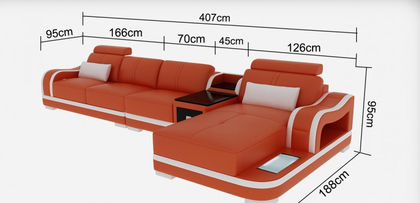Sofa Skórzana Sofa Kanapa Nowoczesny Żywy krajobraz Narożnikowa kanapa Narożnik Ustawić Design