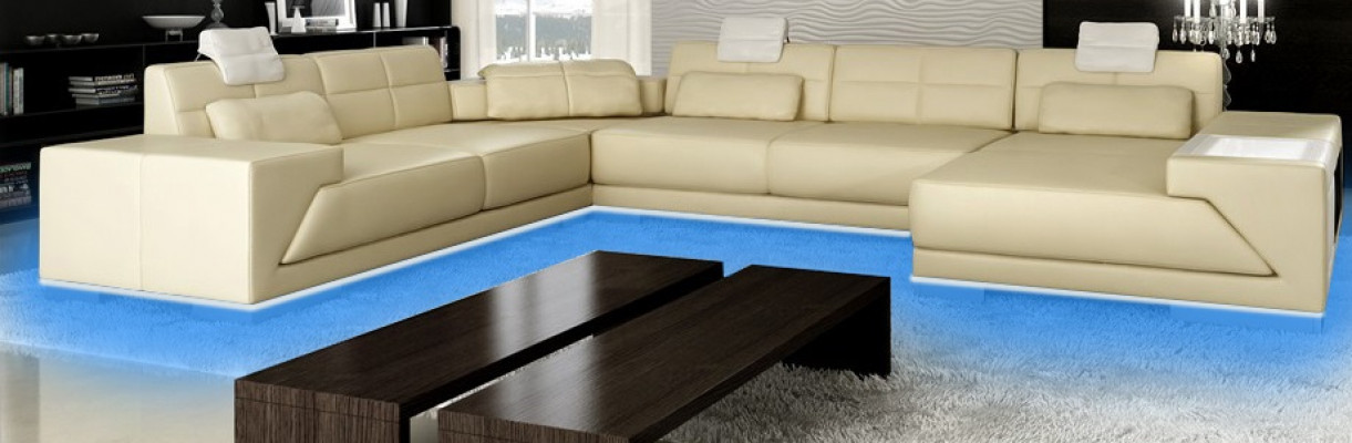 Skórzana sofa kanapa kanapa designerska sofa w kształcie litery U Zestaw narożny tapicerowany narożnik XXL duży PH3005