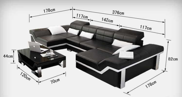 Skórzana sofa sofa kanapa Żywy krajobraz Narożnikowa kanapa Ustaw Design Modern Sofa K5007C