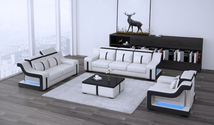 Designerska Sofa Kanapa 3+2 Siedziba Podkładka Skóra Kanapy Duże Sofy Podświetlane
