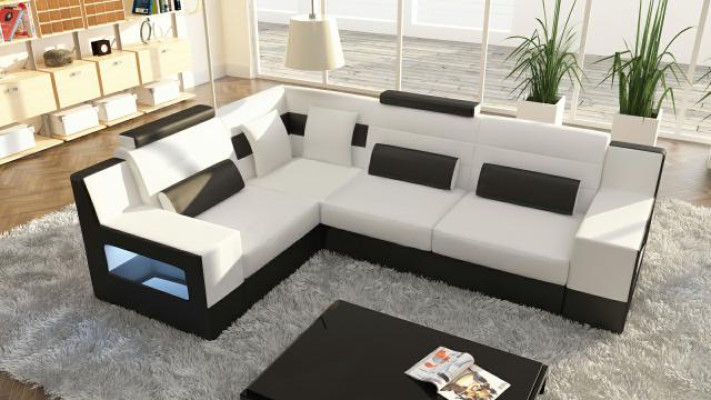 Narożnikowa kanapa Ustaw Włókienniczy Materiał Skóra Sofy Żywy krajobraz Sofa + USB Podkładka Narożnik