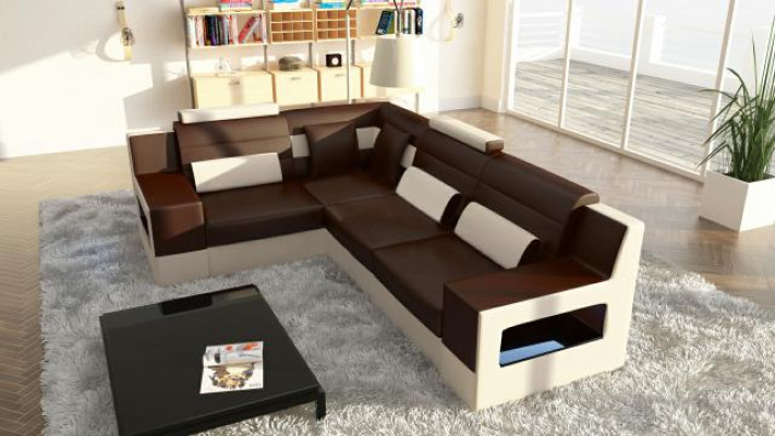 Narożnikowa kanapa Ustaw Włókienniczy Materiał Skóra Sofy Żywy krajobraz Sofa + USB Podkładka Narożnik