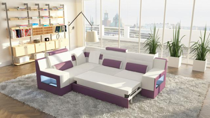 Narożnikowa kanapa Ustaw Włókienniczy Materiał Skóra Sofy Żywy krajobraz Sofa + USB Podkładka Narożnik