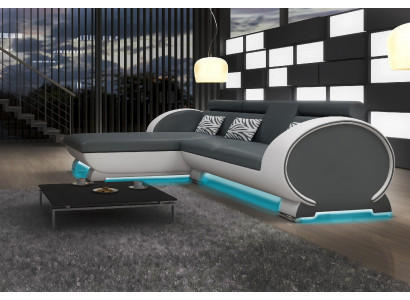 SOFA SKÓRZANA Narożnikowa kanapa Zestaw sofowy PROJEKTANTOWA COUCH BAR SOFA FUNKCYJNA z USB Podkładka