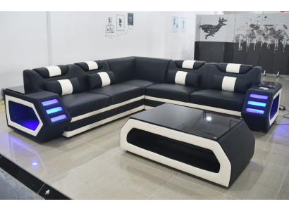 Nowoczesny zestaw narożny Tapicerka siedziska kanapy Narożnikowa kanapa Podkładka Led Design Sofa