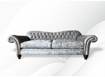 Sofa trzyosobowa 3 Siedziba Couch Chesterfield Podkładka Siedziba Ustawić Aksamit Szary