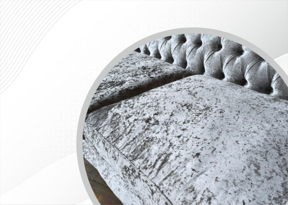 Sofa trzyosobowa 3 Siedziba Couch Chesterfield Podkładka Siedziba Ustawić Aksamit Szary