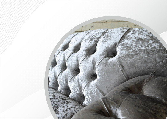 Sofa trzyosobowa 3 Siedziba Couch Chesterfield Podkładka Siedziba Ustawić Aksamit Szary