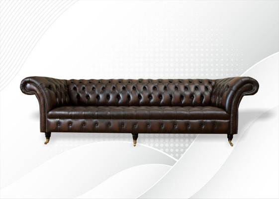 xxl Duża Sofa Couch Chesterfield 265cm Deco Podkładka Sofy 4 miejsce do siedzenia Skóra