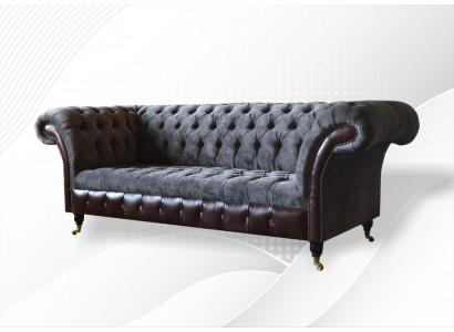 Chesterfield 3 miejsce do siedzenia Salon Kanapa Sofa Podkładka Siedziba Włókienniczy Materiał