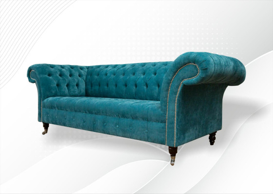 Chesterfield Couch Podkładka Sofas Classic Włókienniczy Turkis 3 miejsce do siedzenia Material