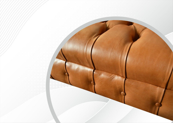 Chesterfield Design Luxury Podkładka Sofa Kanapa Siedziba Włókienniczy Ustawić Skóra