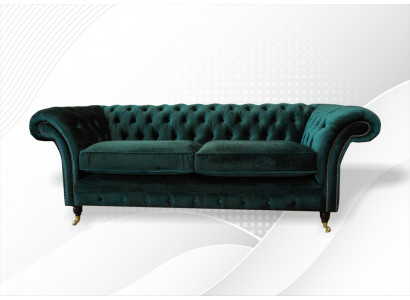 Klasyczna kanapa Chesterfield Podkładka Sofa Sofy Aksamit 3 miejsce siedzące Chester