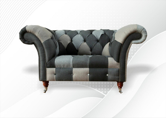 Chesterfield Design Couch Materiał Fotel 1,5 miejsce do siedzenia Sofy Podkładka Lounge Club Nowość