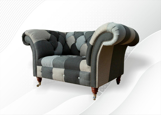 Chesterfield Design Couch Materiał Fotel 1,5 miejsce do siedzenia Sofy Podkładka Lounge Club Nowość