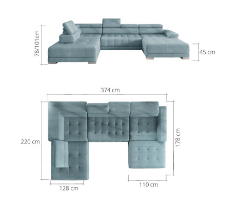Narożnikowa kanapa Sofa w kształcie litery U Żywy krajobraz projekt materiał sofy funkcja łóżka kanapa do spania