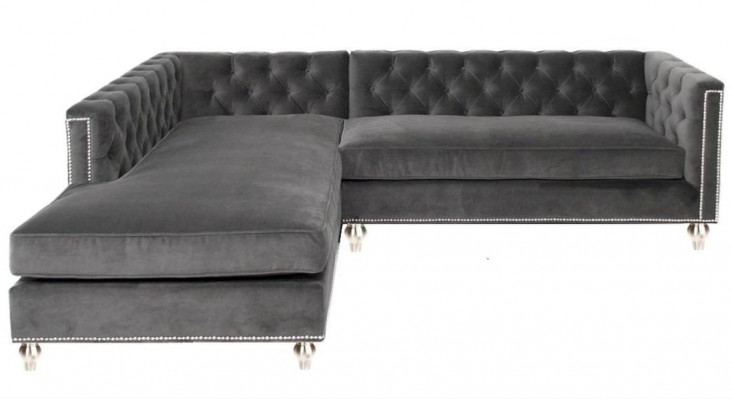 Narożnikowa kanapa Żywy krajobraz Couch Zestaw narożny Podkładka Aksamit Material Meble Design Grey