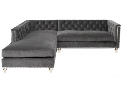 Narożnikowa kanapa Żywy krajobraz Couch Zestaw narożny Podkładka Aksamit Material Meble Design Grey