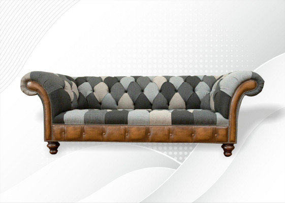Chesterfield Multicolored 3 miejsce do siedzenia Sofa Trzyosobowa Designerska Kanapa Podkładka Włókienniczy