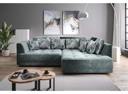 Narożnikowa kanapa L Shape Żywy krajobraz Couch Narożnikowa kanapa Podkładka Green L Shape Modern Sofa