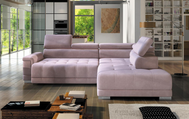 Narożnikowa kanapa L Shape Couch Żywy krajobraz Sofa Narożnik Design Nowoczesna sofa Materiał New Pink
