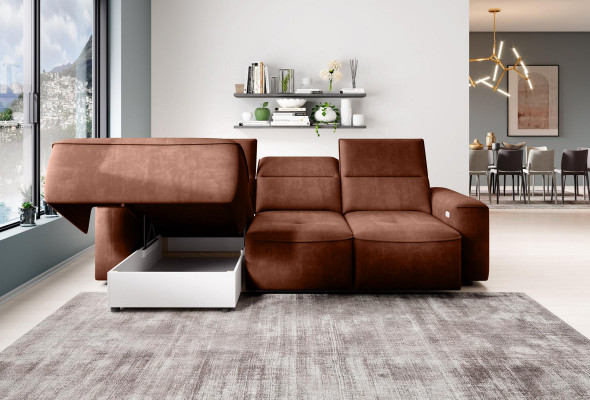 Żywy krajobraz Sofa Narożnik Design Nowoczesna sofa Materiał Nowa brązowa kanapa narożnikowa w kształcie litery L