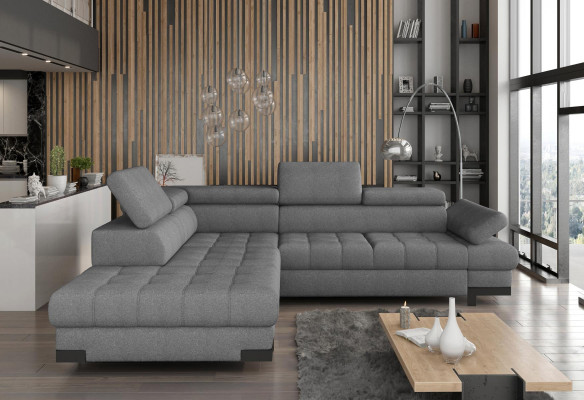 Szary Sofa w kształcie litery L Podkładka Narożnik Żywy krajobraz Design Narożnikowa kanapa Włókienniczy Skóra