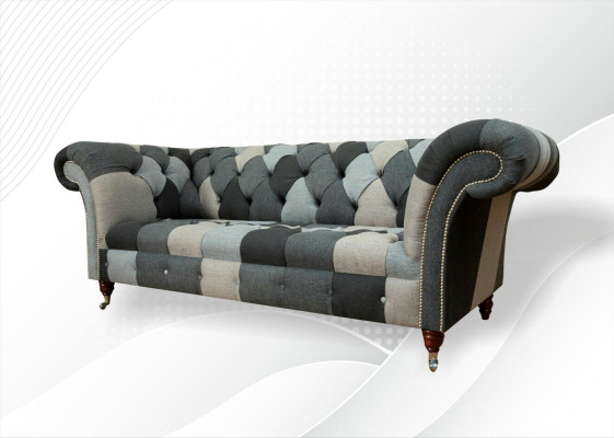 Trzyosobowe sofy do salonu Podkładka do sof Aksamit Materiał Chesterfield