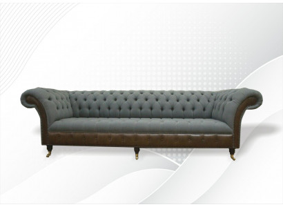 Chesterfield 4 miejsce do siedzenia Gray Material Living Room Design Podkładka Sofa Duża Włókienniczy Meble