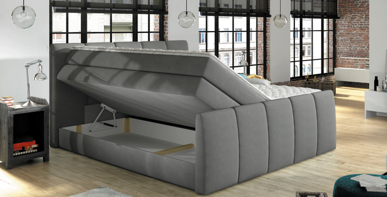 Łóżko skrzyniowe z materacem sprężynowym Niebieskie 180x200 Sleep Pokój Włókienniczy Hotel Łóżko Podkładka Design