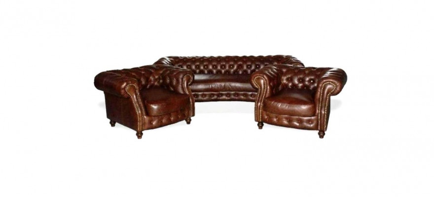 Chesterfield Brown Narożnikowa kanapa Sofa Kanapa Podkładka Zestaw narożny Living Room
