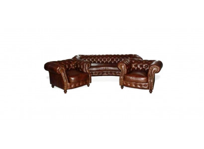 Chesterfield Brown Narożnikowa kanapa Sofa Kanapa Podkładka Zestaw narożny Living Room