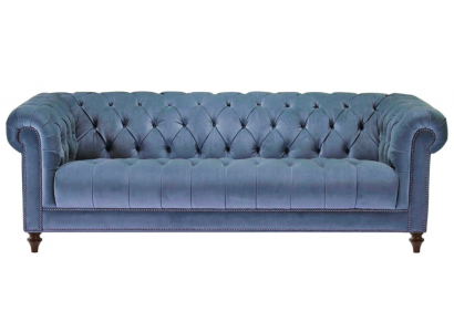 Jasnoniebieskie Trzyosobowe Materiałowe Kanapy Chesterfield Design Podkładka Sofy Oryginał Nowe