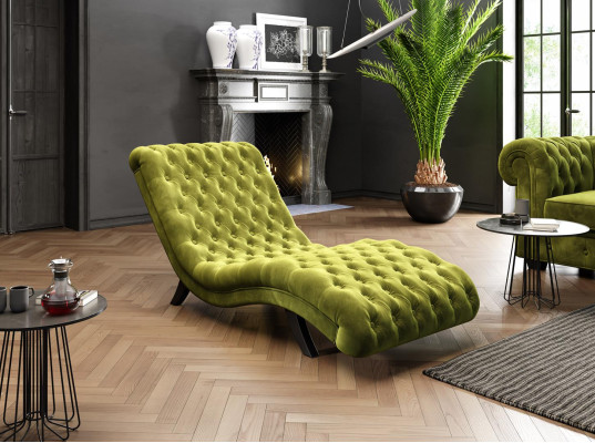 Sofa wypoczynkowa Chesterfield sofa rozkładana Drewniany metalowy szezlong relaksacyjny
